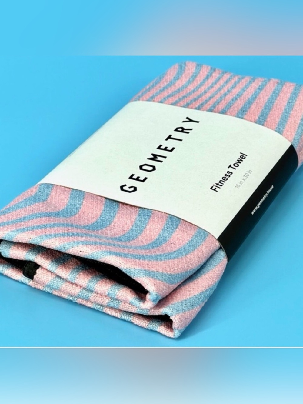 Geometry Pink & Blue Fitness Towel - Striped Workout Towel